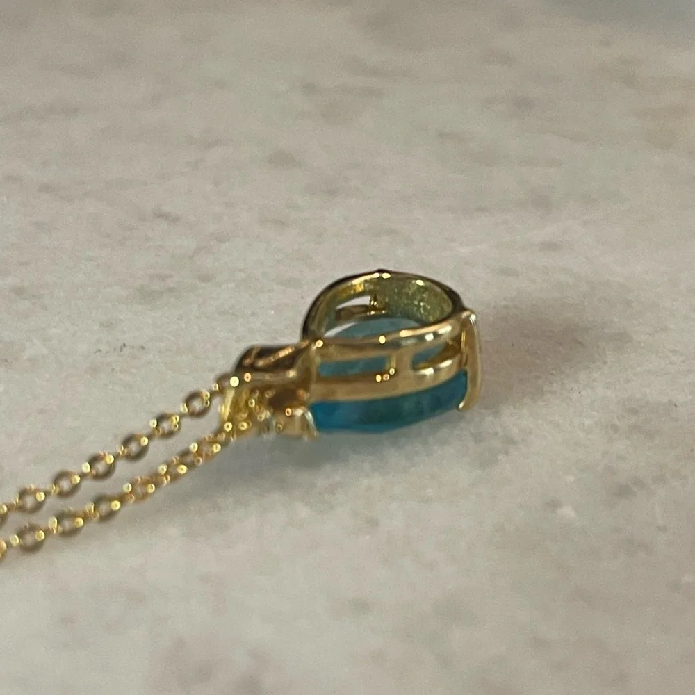 14 KGE Lind ESPO VTG necklace teardrop shape blue stone - Picture 4 of 5